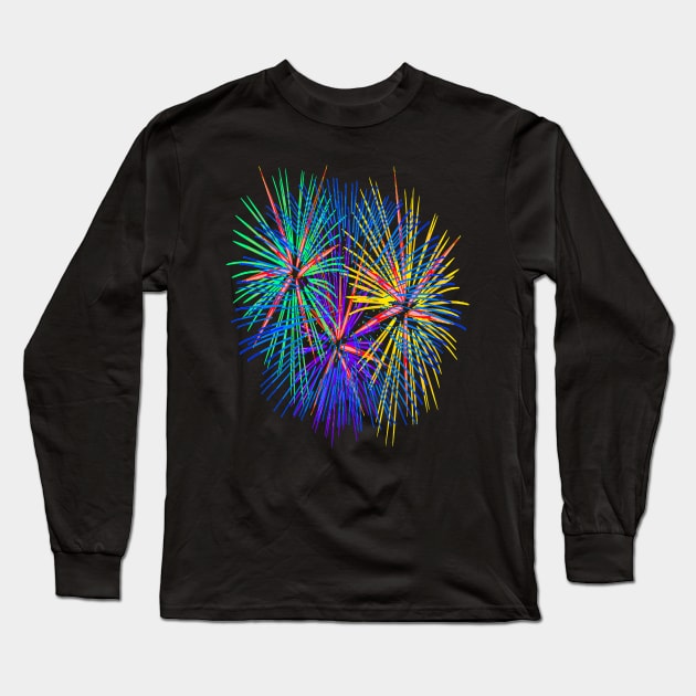 Light Up The Night Sky Colorful Fireworks Celebrations 6 Long Sleeve T-Shirt by taiche